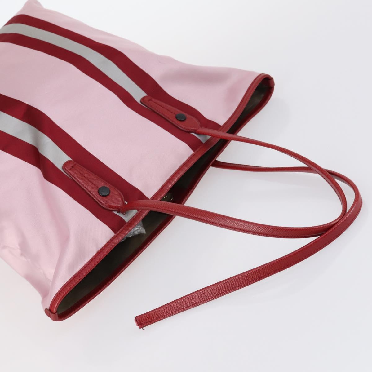 BALLY Loewe Shoulder Bag Canvas PVC Nylon 3Set Pink Brown Auth BA5852