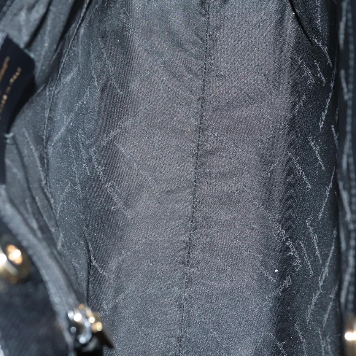 Salvatore Ferragamo Gancini Bag Vinyl Leather 3Set Black Navy Auth BA5853