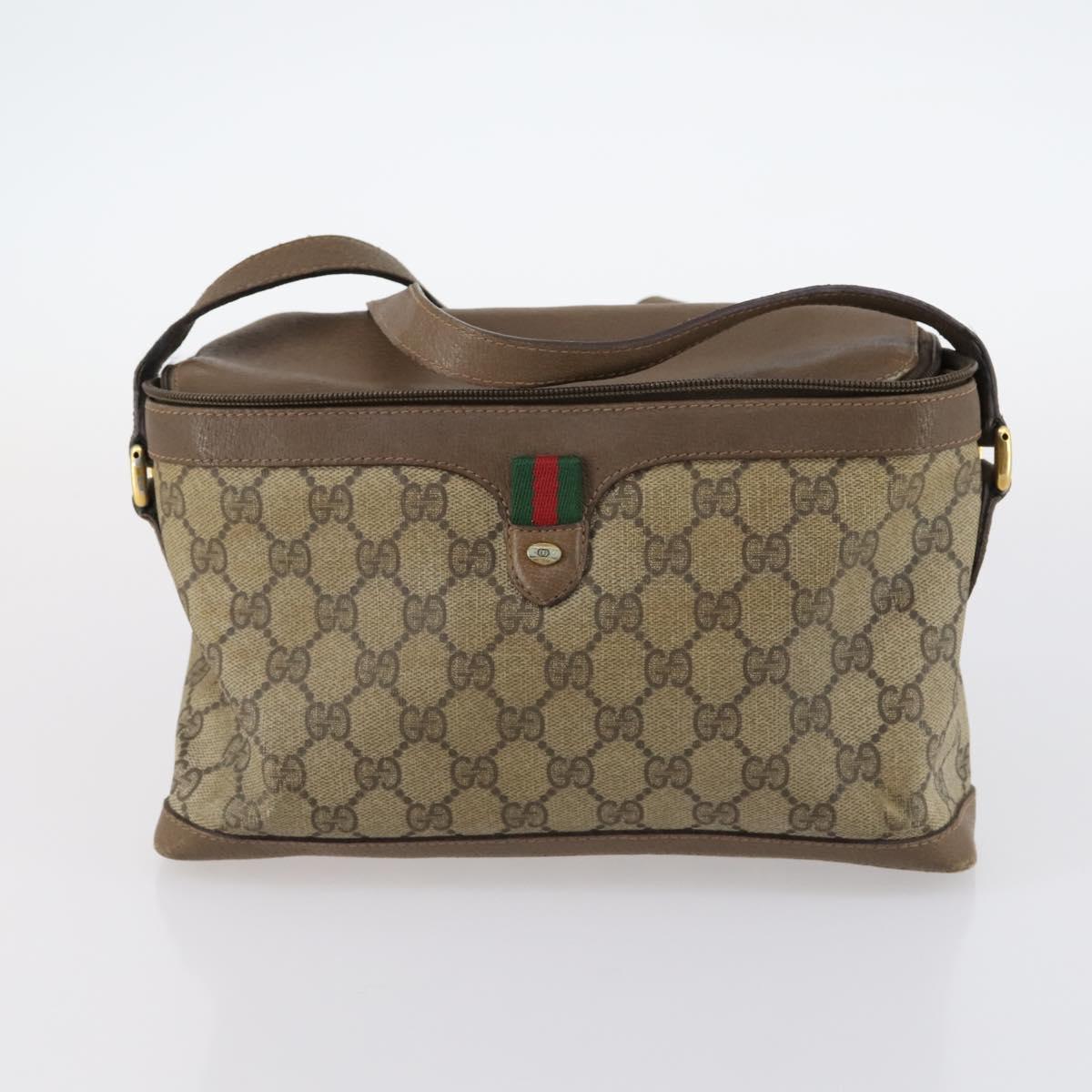 GUCCI GG Supreme Shoulder Bag PVC Leather 3Set Beige Black Auth BA5854