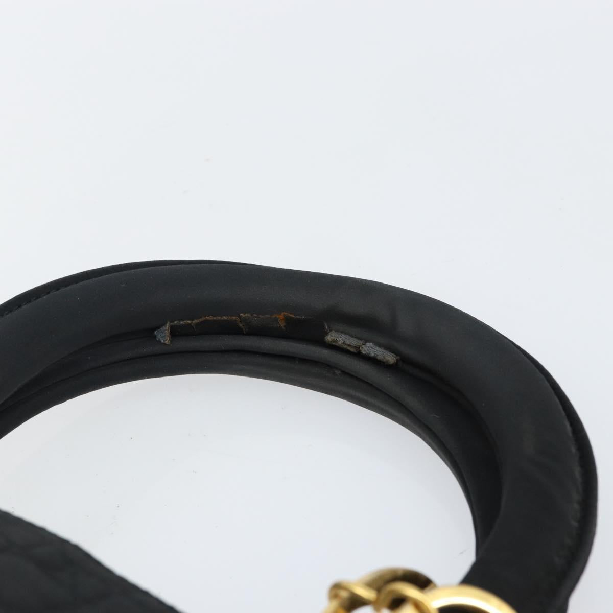 Christian Dior Canage Hand Bag Nylon Black Gold Auth BA5864