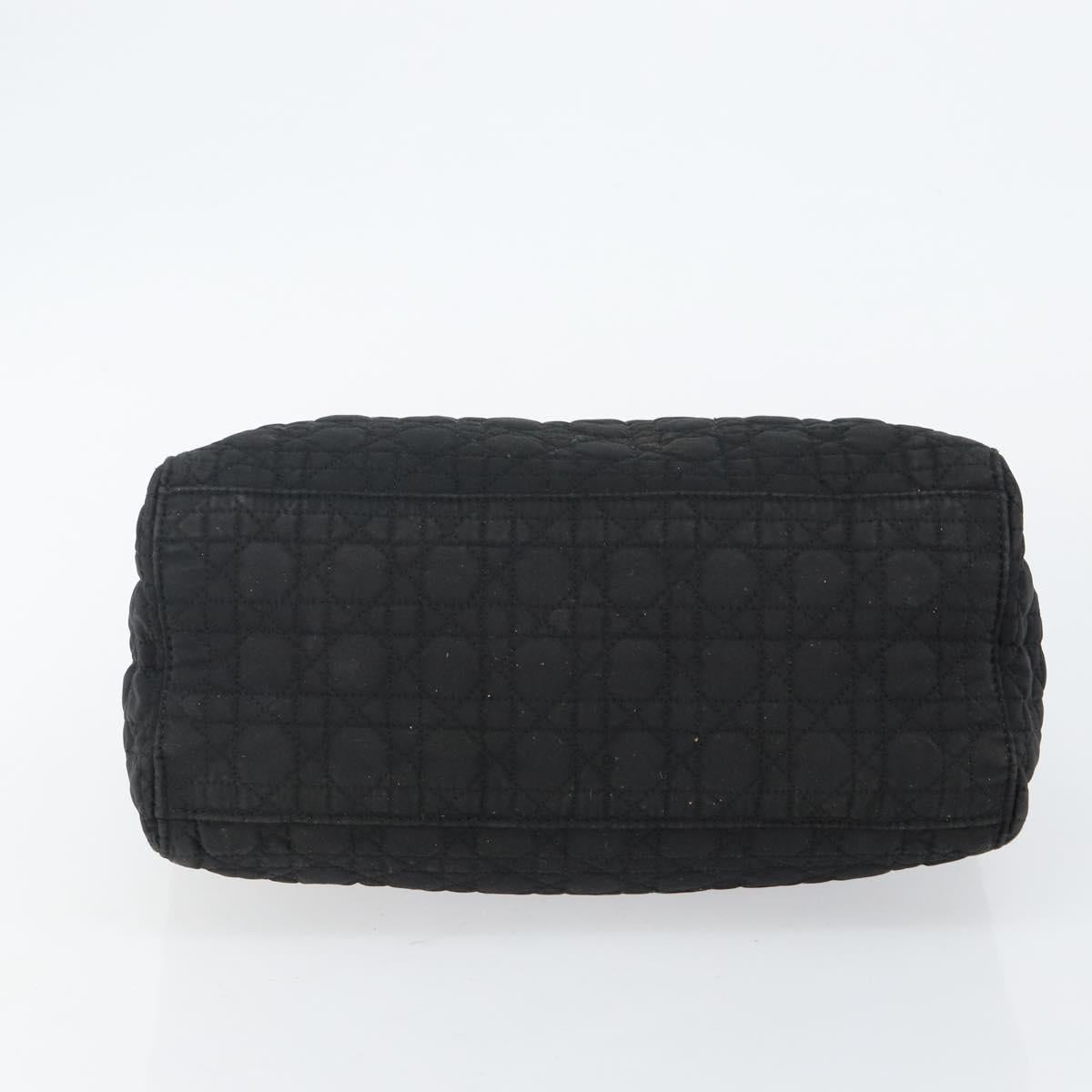 Christian Dior Canage Hand Bag Nylon Black Gold Auth BA5864