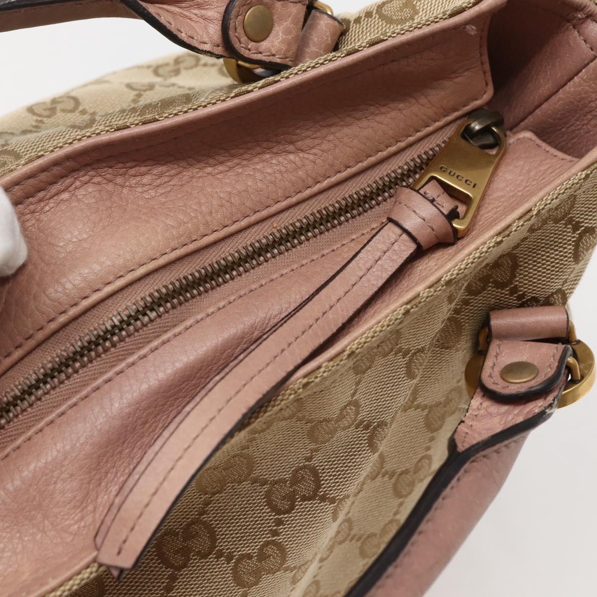 GUCCI GG Canvas Hand Bag 2way Beige Gold 323675 Auth BA5865