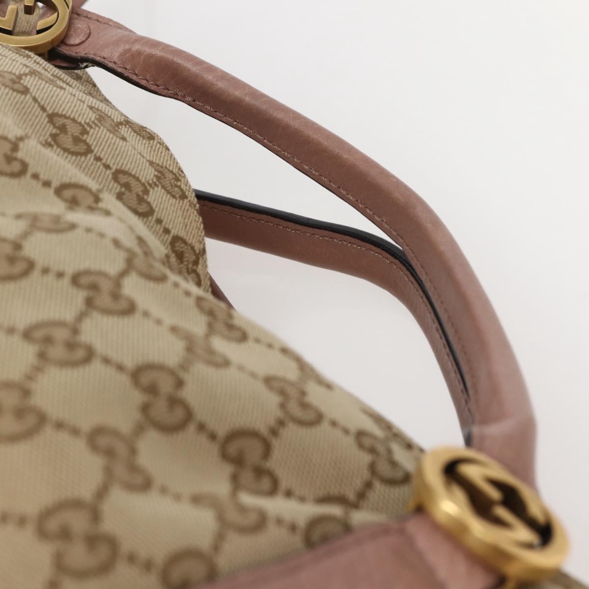 GUCCI GG Canvas Hand Bag 2way Beige Gold 323675 Auth BA5865
