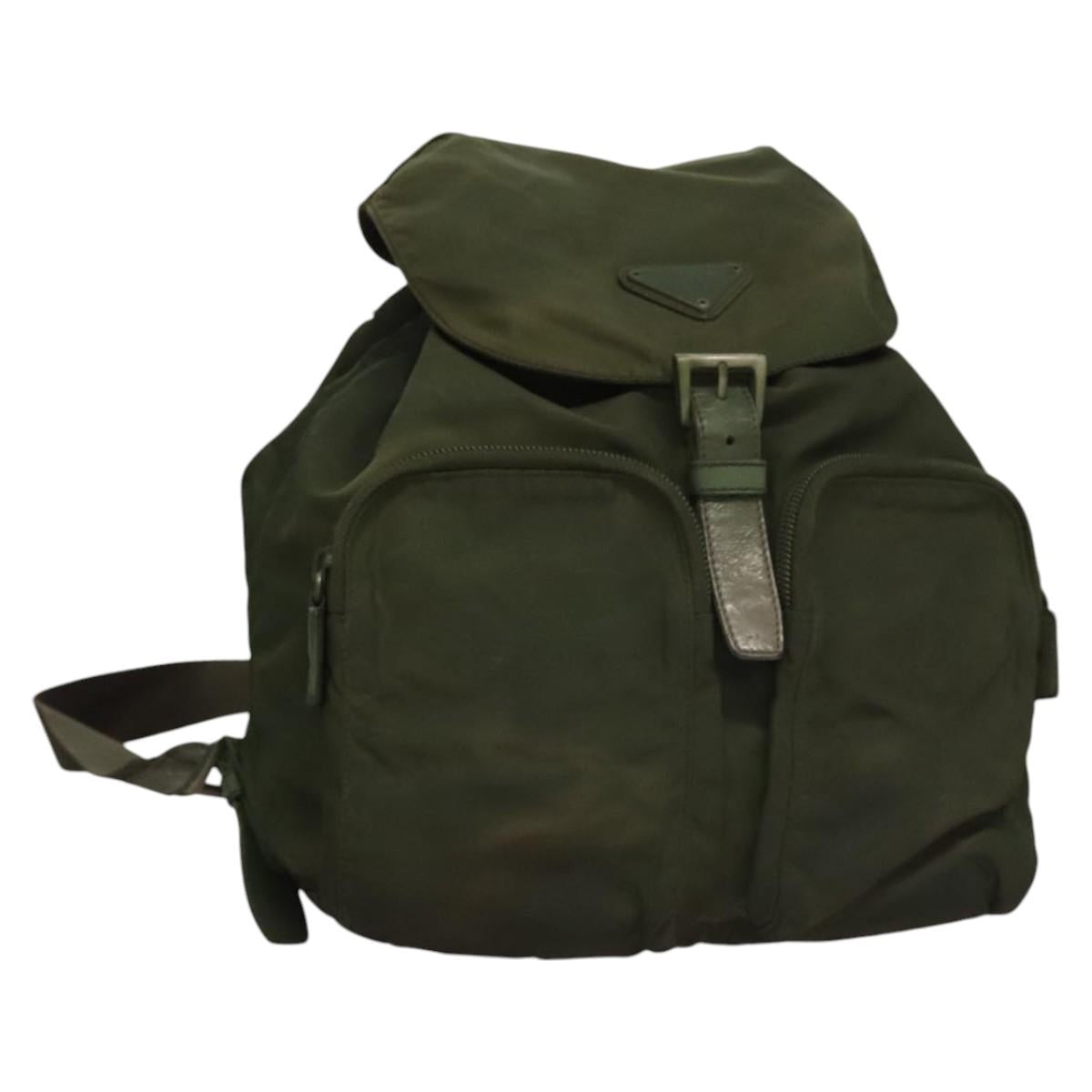 PRADA Backpack Nylon Khaki Auth BA588