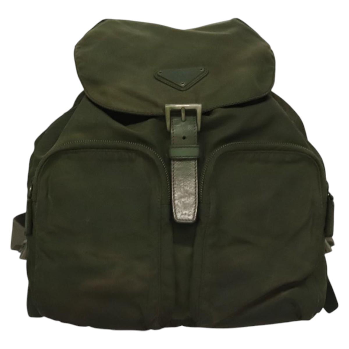 PRADA Backpack Nylon Khaki Auth BA588