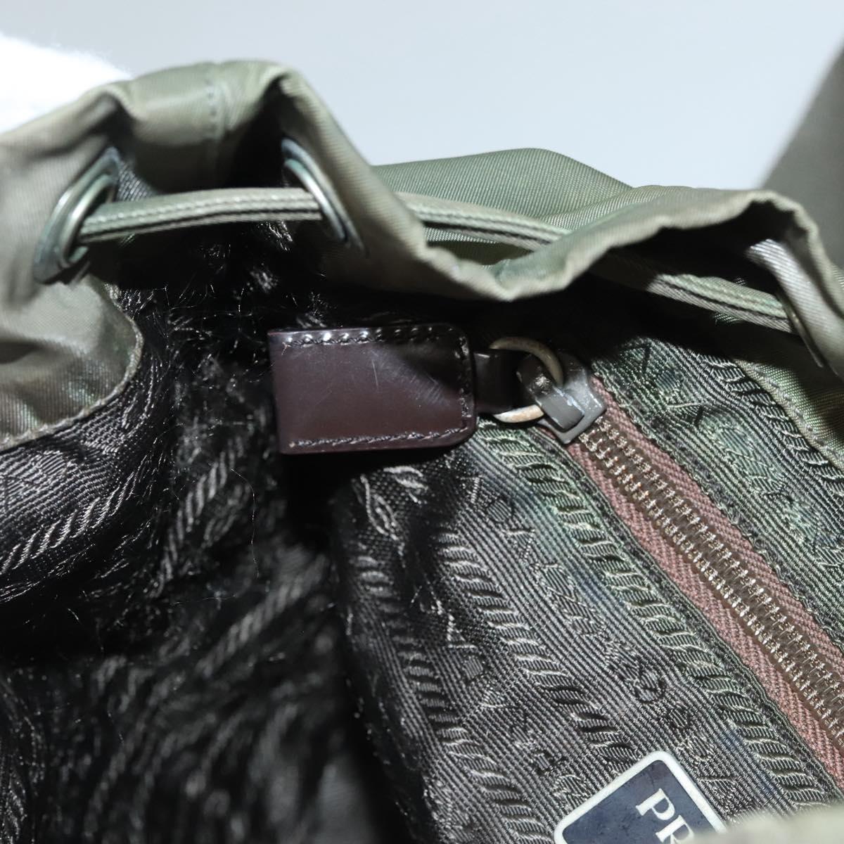 PRADA Backpack Nylon Khaki Auth BA588