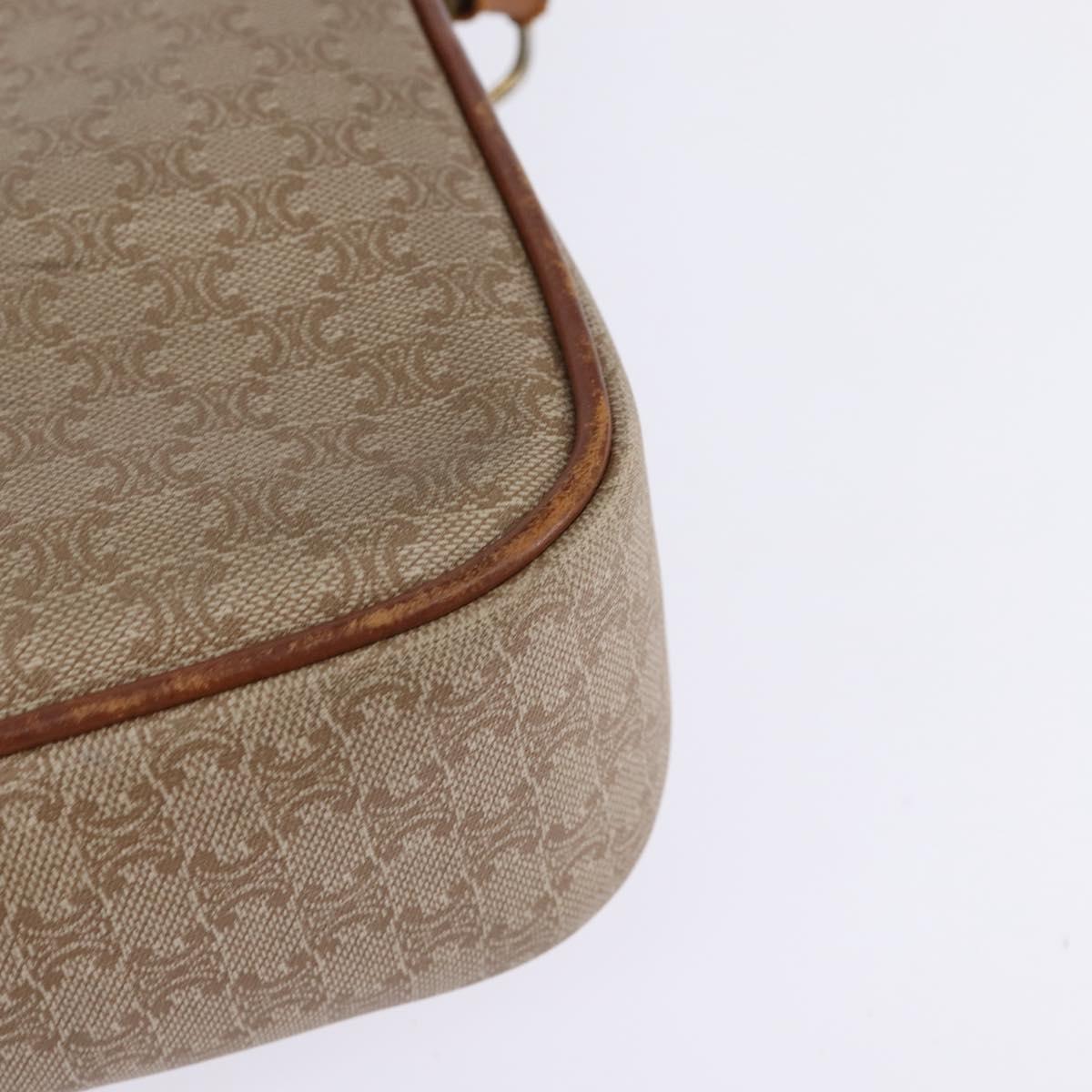 CELINE Macadam Canvas Shoulder Bag PVC Beige Gold Auth BA5887