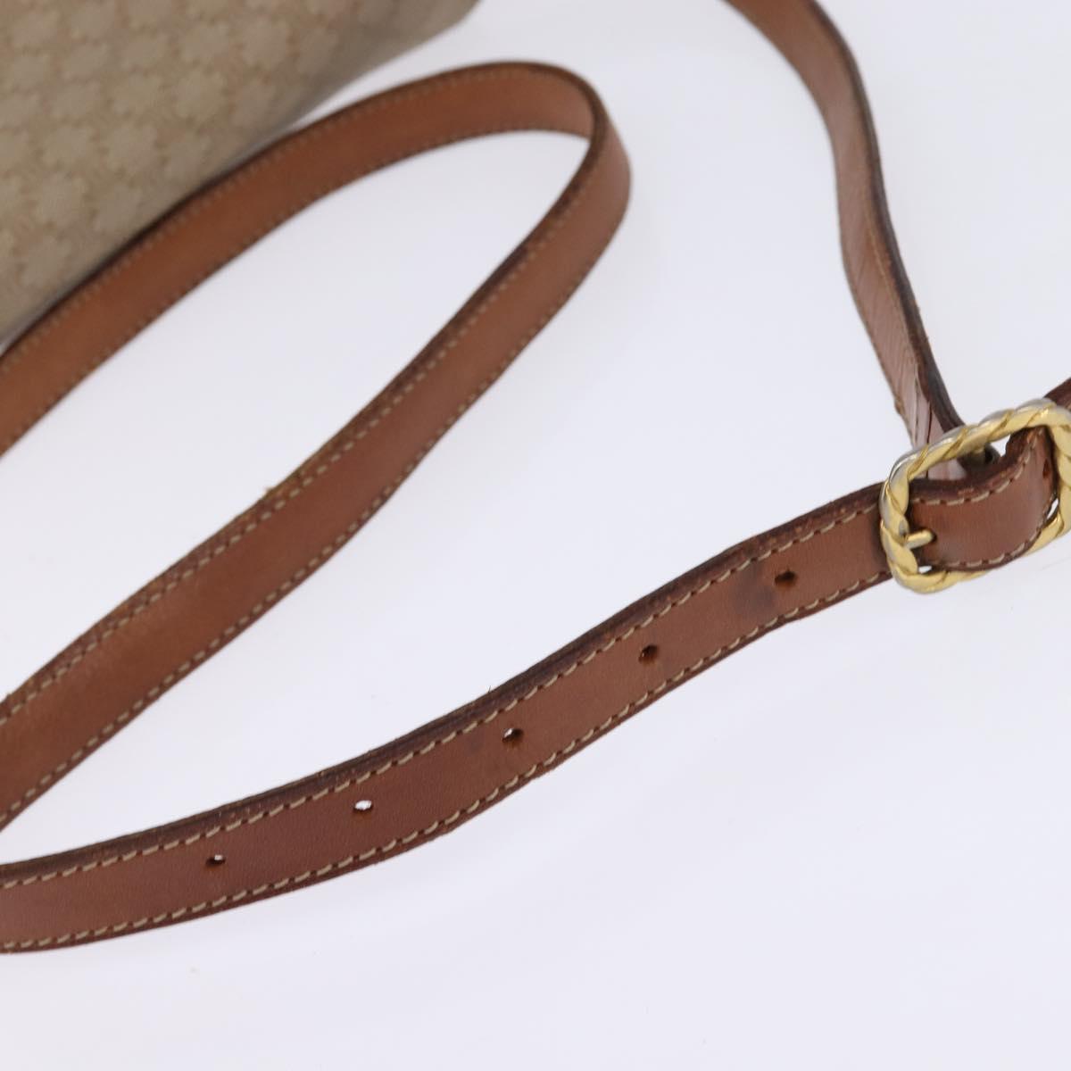 CELINE Macadam Canvas Shoulder Bag PVC Beige Gold Auth BA5887