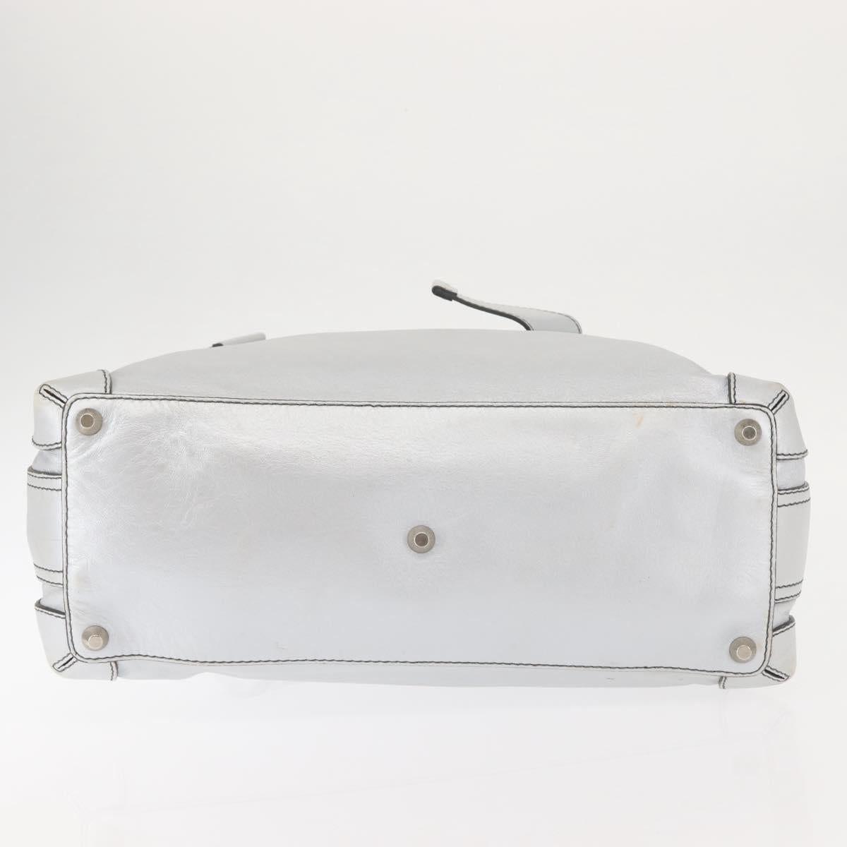 Chloe Hand Bag Leather Silver Auth BA5890