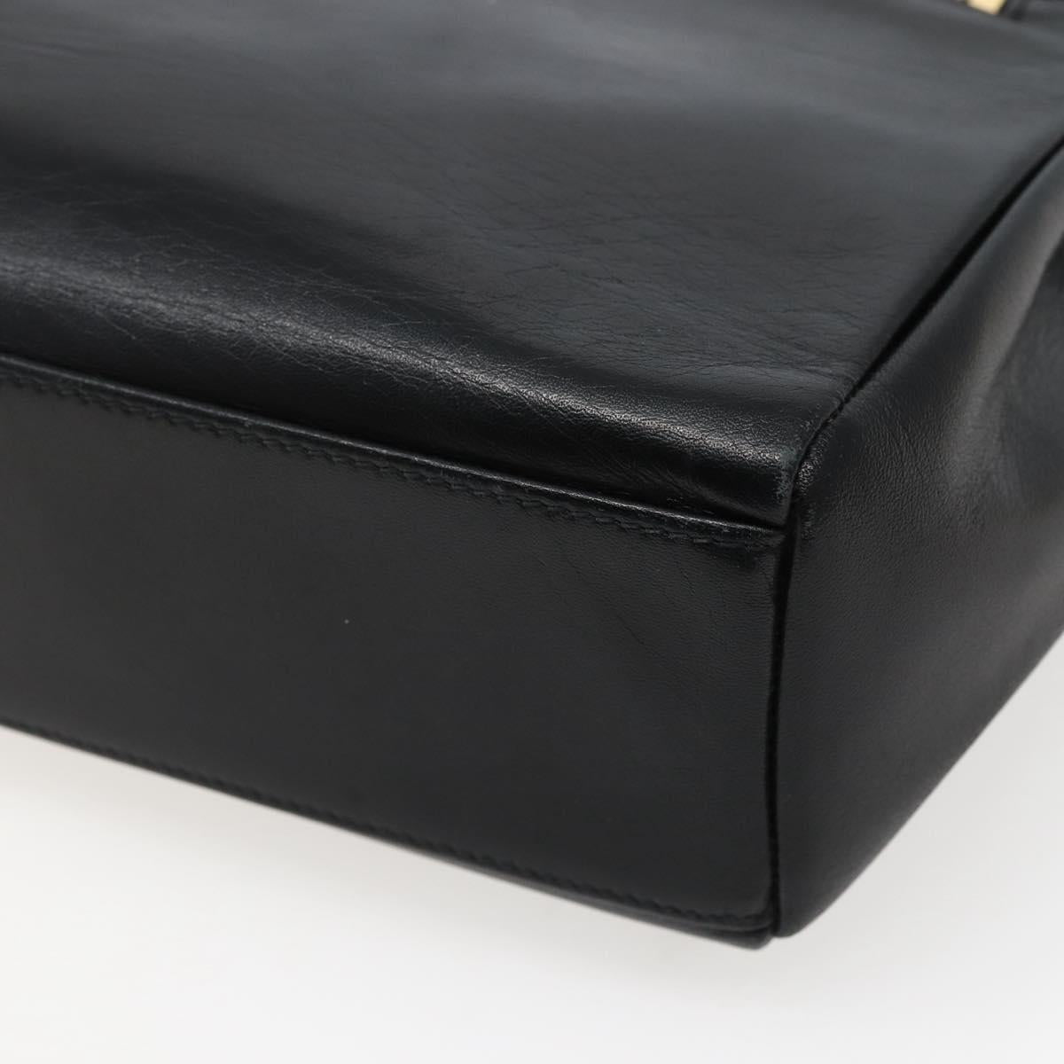 Gianni Versace Shoulder Bag Leather Black Gold Auth BA5891