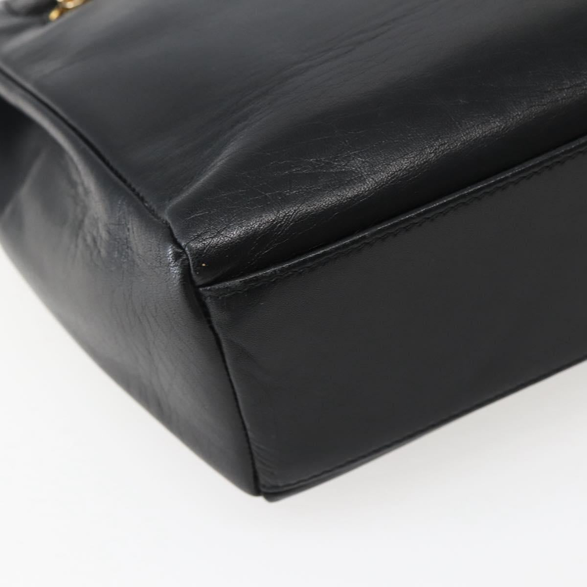 Gianni Versace Shoulder Bag Leather Black Gold Auth BA5891