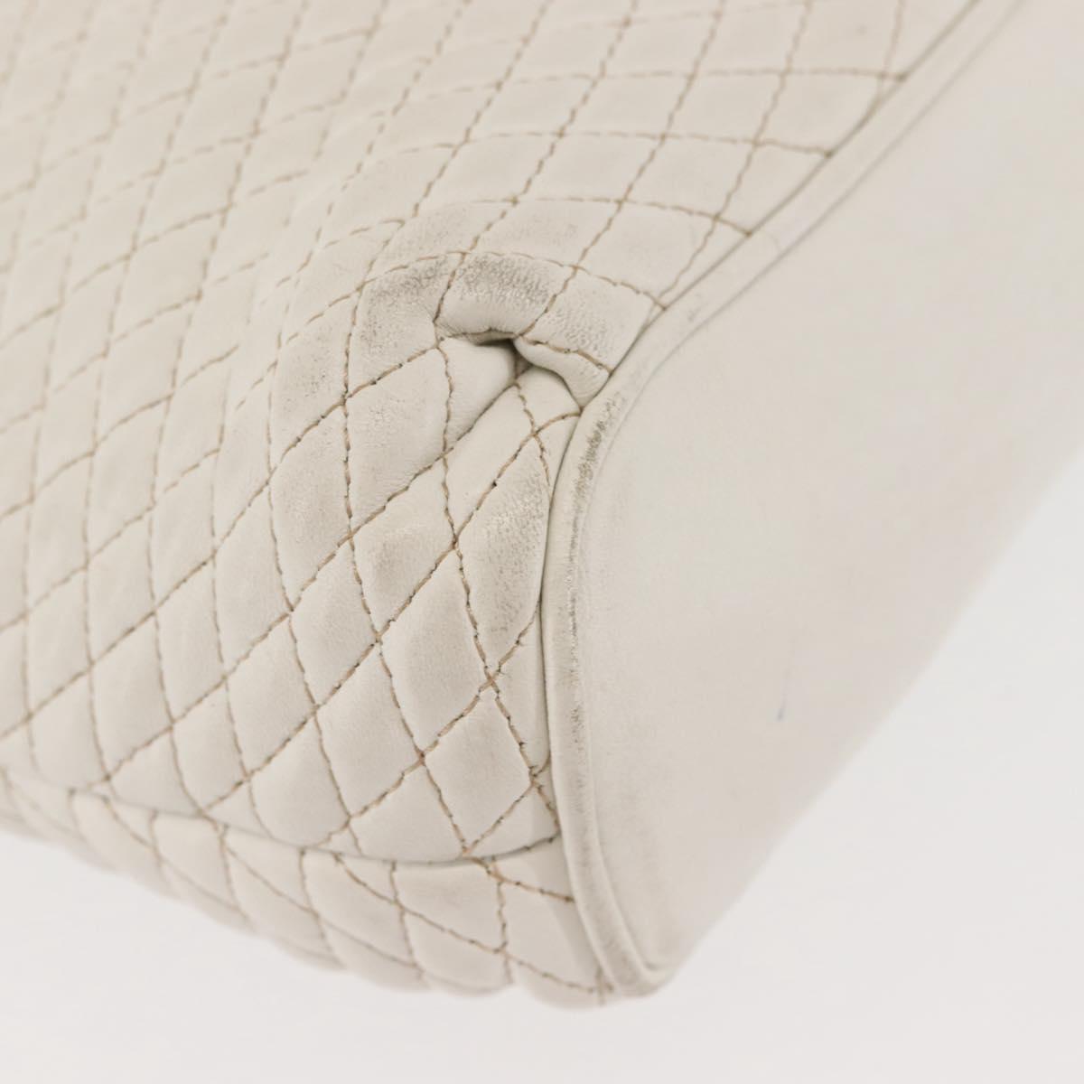 BALLY Chain Shoulder Bag Leather White Gold Auth BA5895