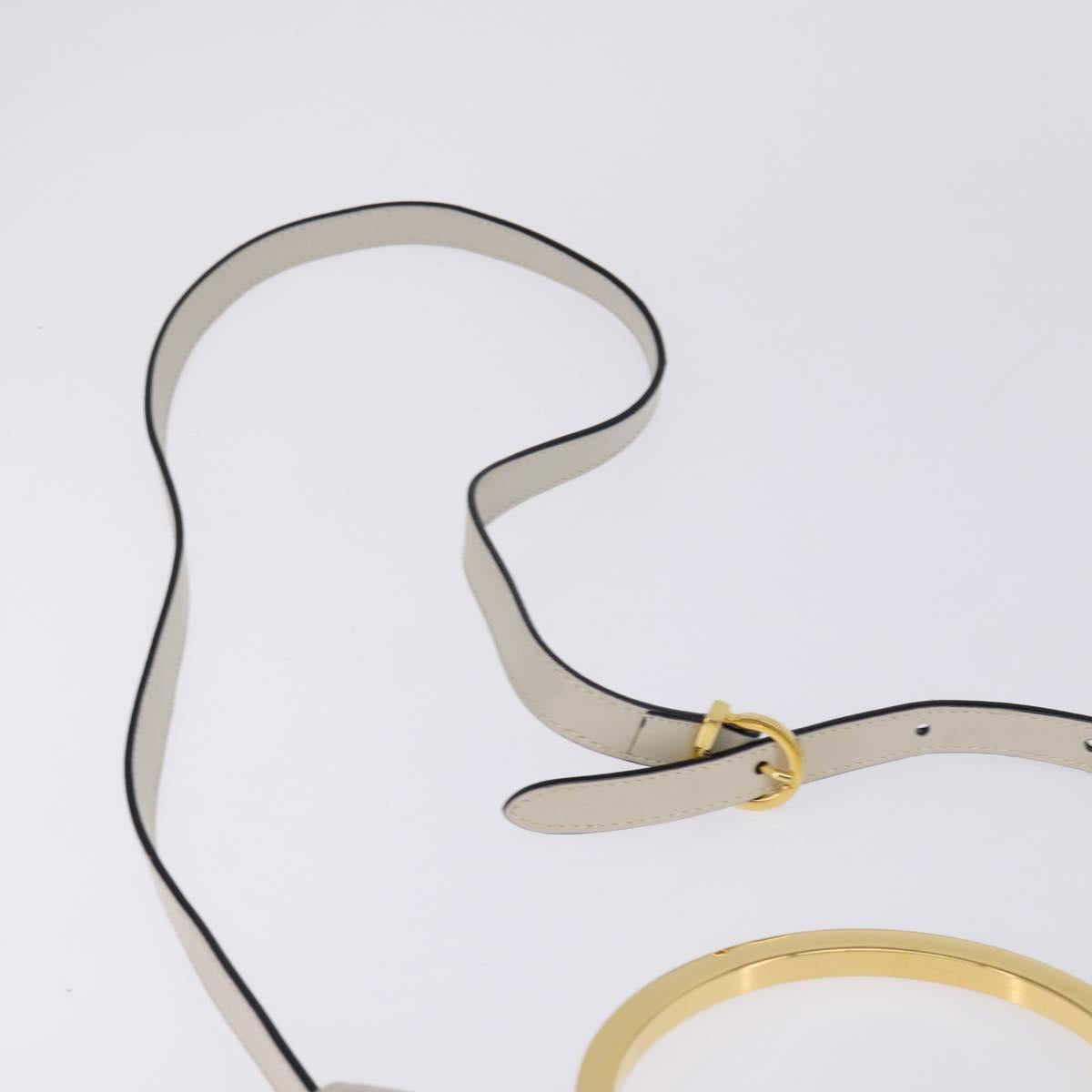 Salvatore Ferragamo Hand Bag Leather 2way White Gold Auth BA5896