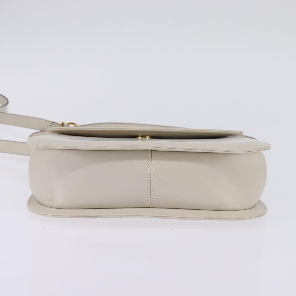 Salvatore Ferragamo Hand Bag Leather 2way White Gold Auth BA5896