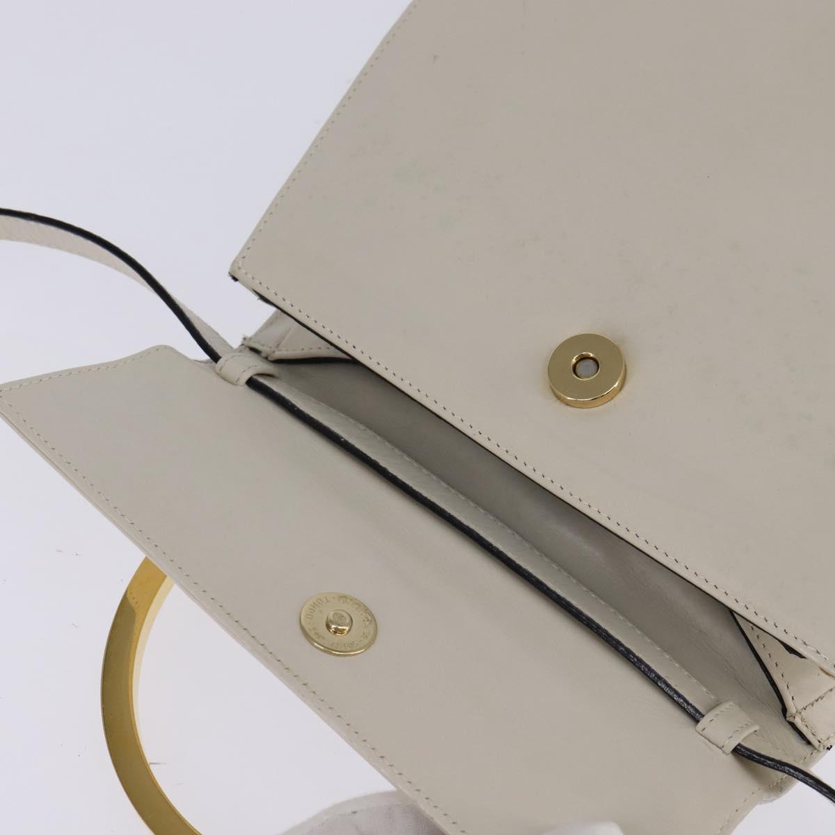 Salvatore Ferragamo Hand Bag Leather 2way White Gold Auth BA5896