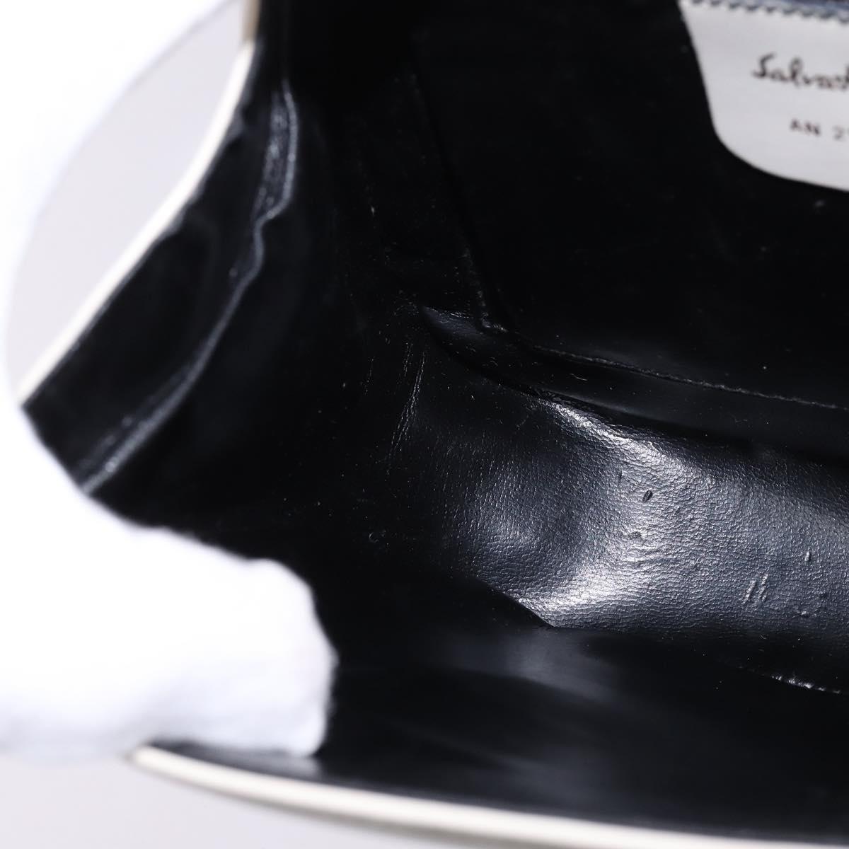 Salvatore Ferragamo Hand Bag Leather 2way White Gold Auth BA5896