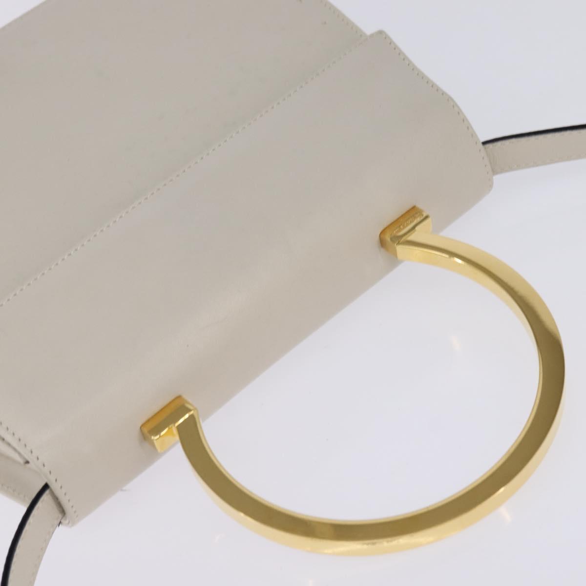 Salvatore Ferragamo Hand Bag Leather 2way White Gold Auth BA5896