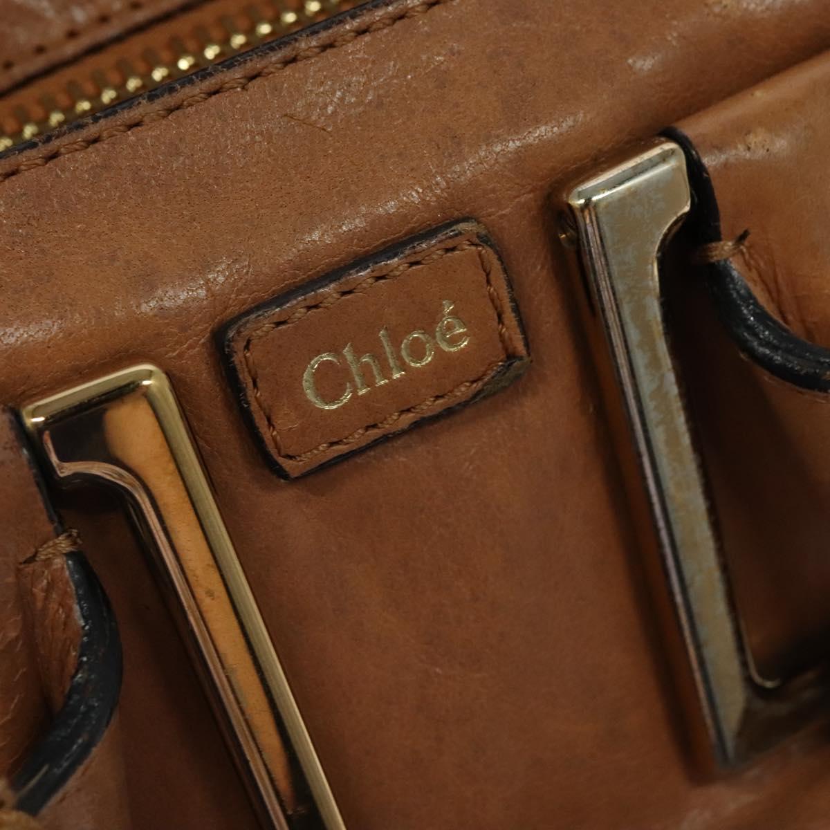 Chloe Hand Bag Leather 2way Brown Gold Auth BA590