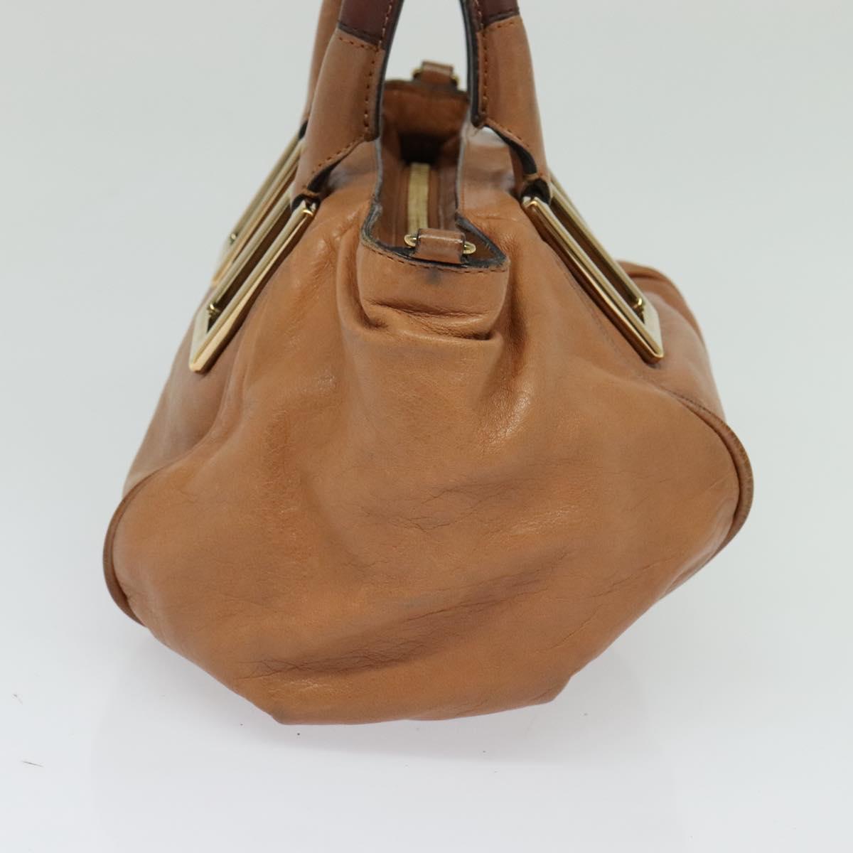 Chloe Hand Bag Leather 2way Brown Gold Auth BA590