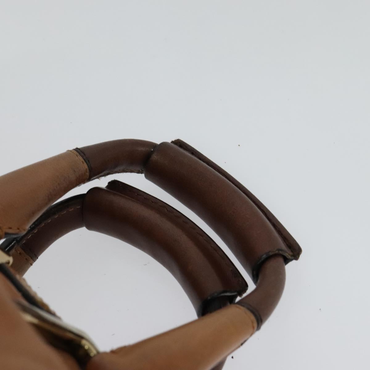 Chloe Hand Bag Leather 2way Brown Gold Auth BA590