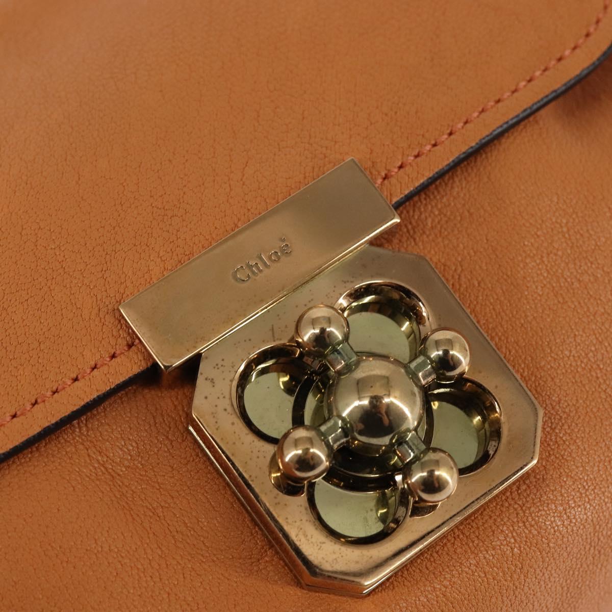 Chloe Shoulder Bag Leather Orange Gold Auth BA5902