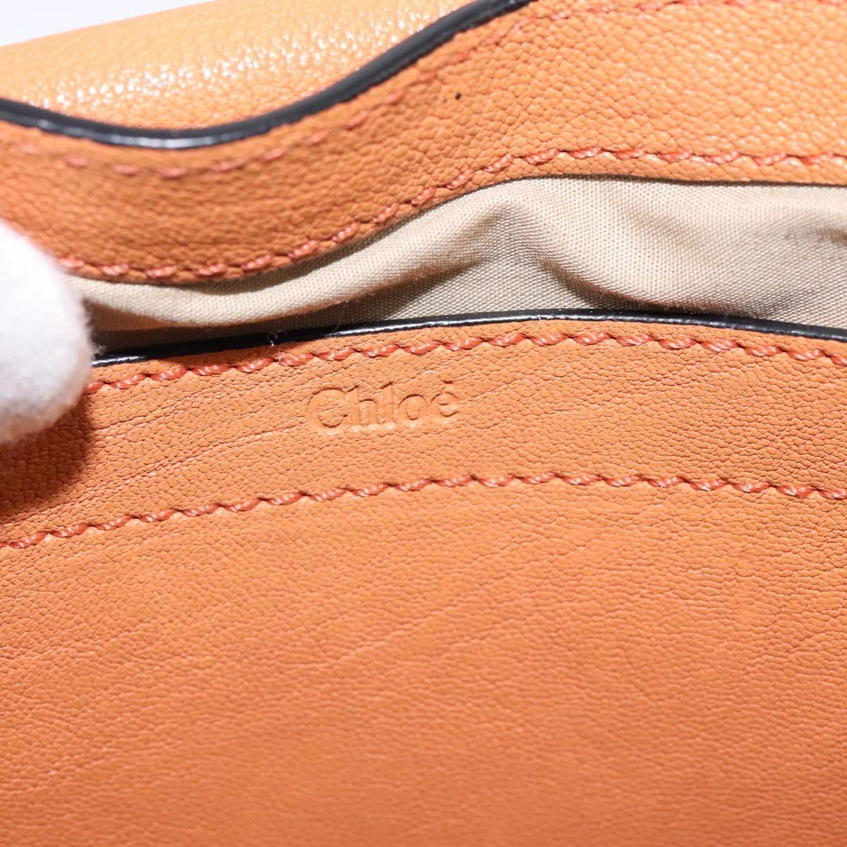 Chloe Shoulder Bag Leather Orange Gold Auth BA5902