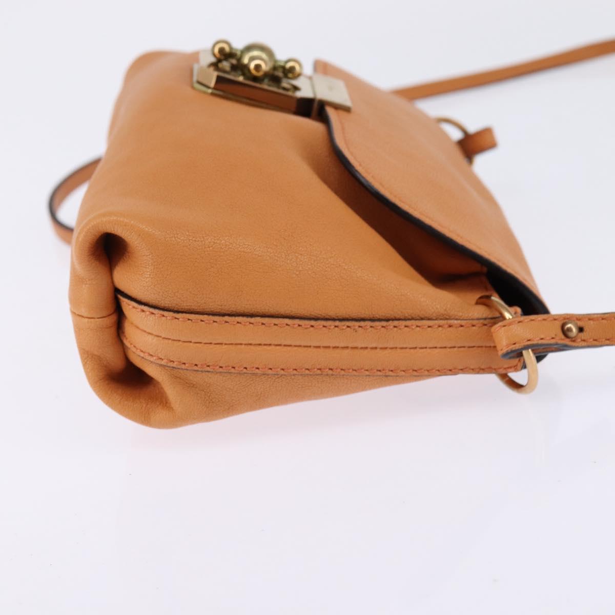 Chloe Shoulder Bag Leather Orange Gold Auth BA5902