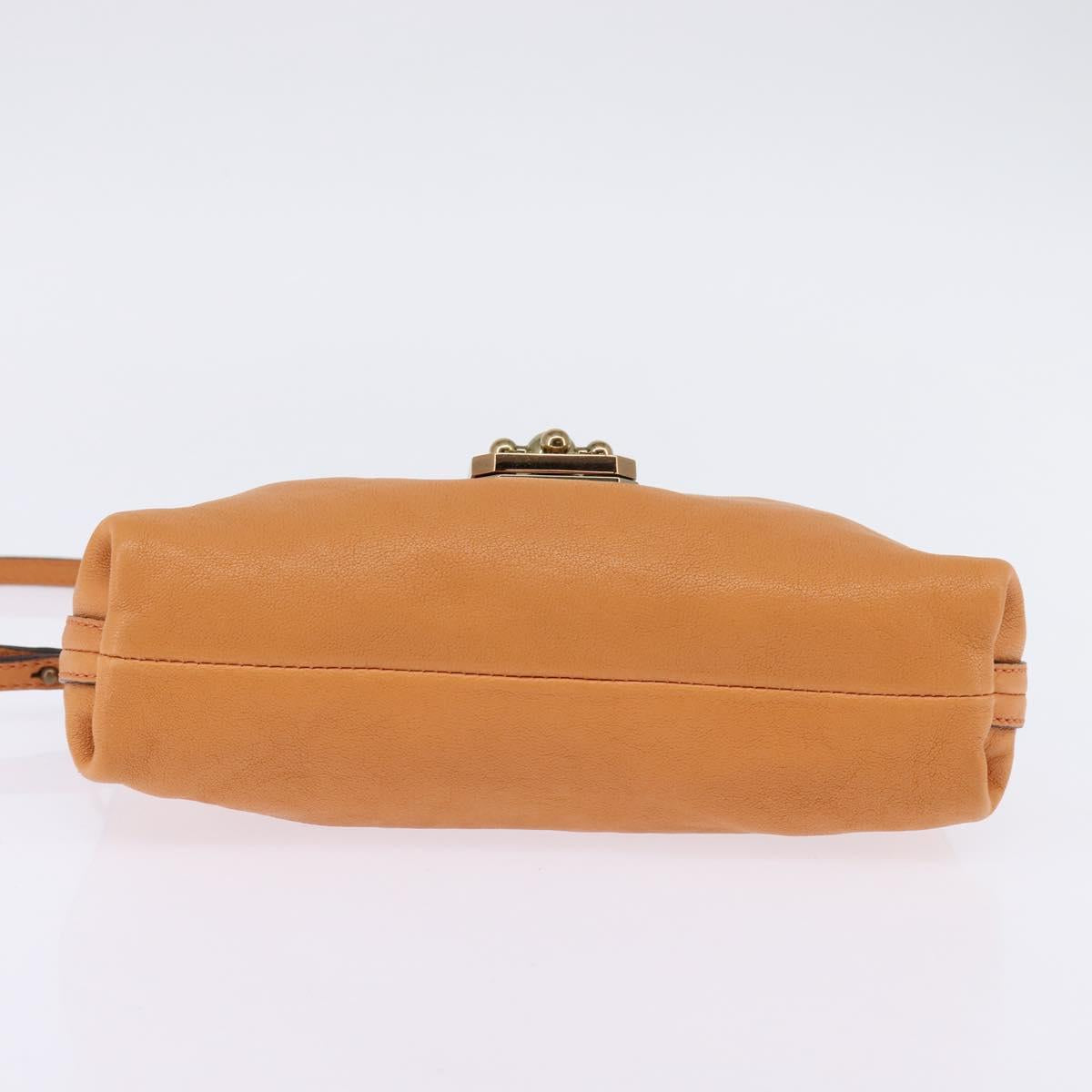 Chloe Shoulder Bag Leather Orange Gold Auth BA5902