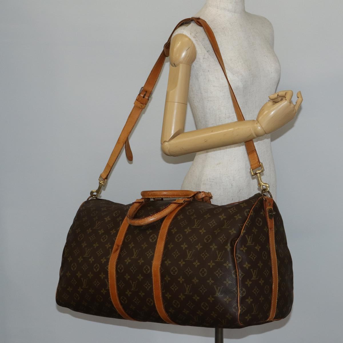 LOUIS VUITTON Monogram Keepall Bandouliere 55 Boston Bag M41414 LV Auth BA5906