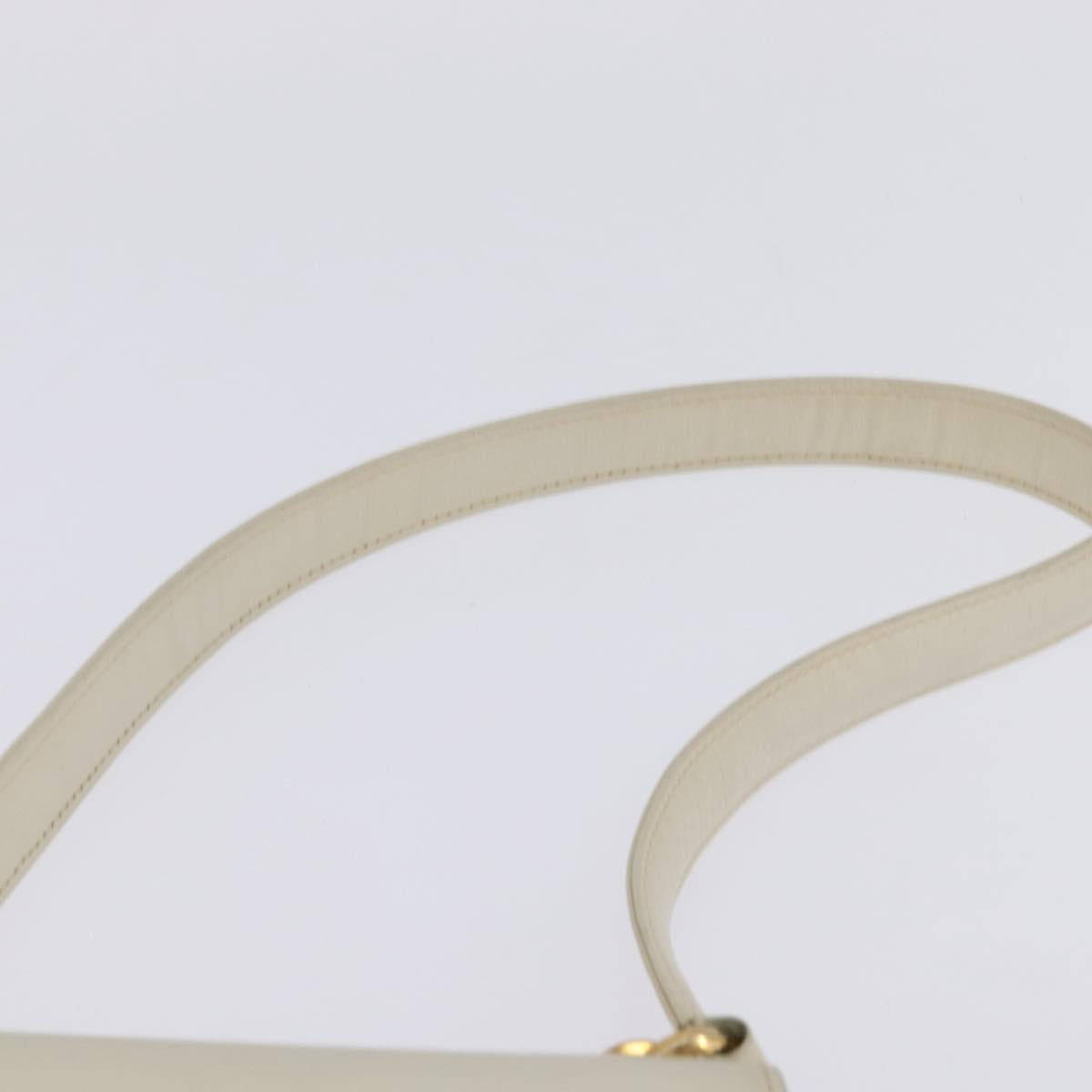 GUCCI Shoulder Bag Leather White Gold Auth BA5930