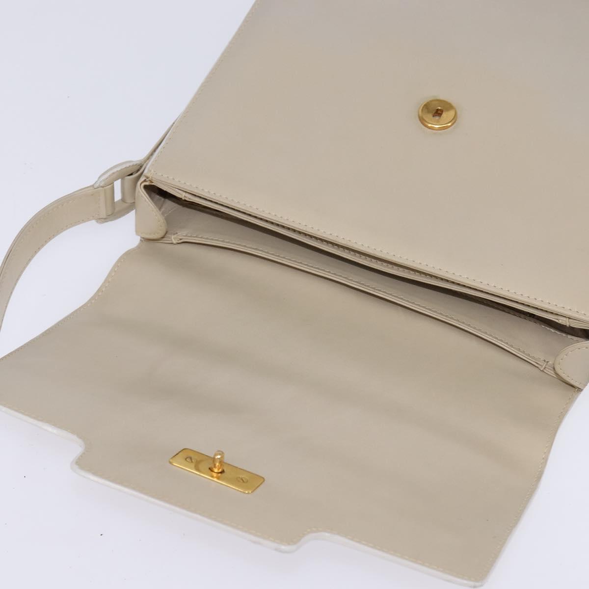 GUCCI Shoulder Bag Leather Beige Gold 26 001 0647 Auth BA5931