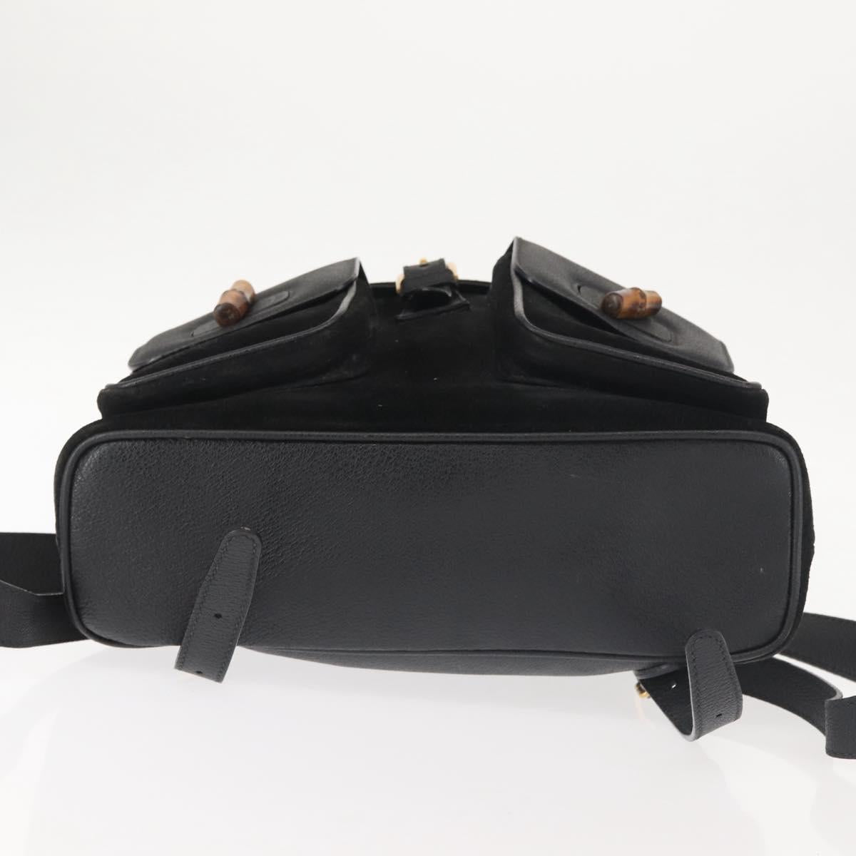 GUCCI Bamboo Backpack Suede Black Gold 003 2058 016 Auth BA5937