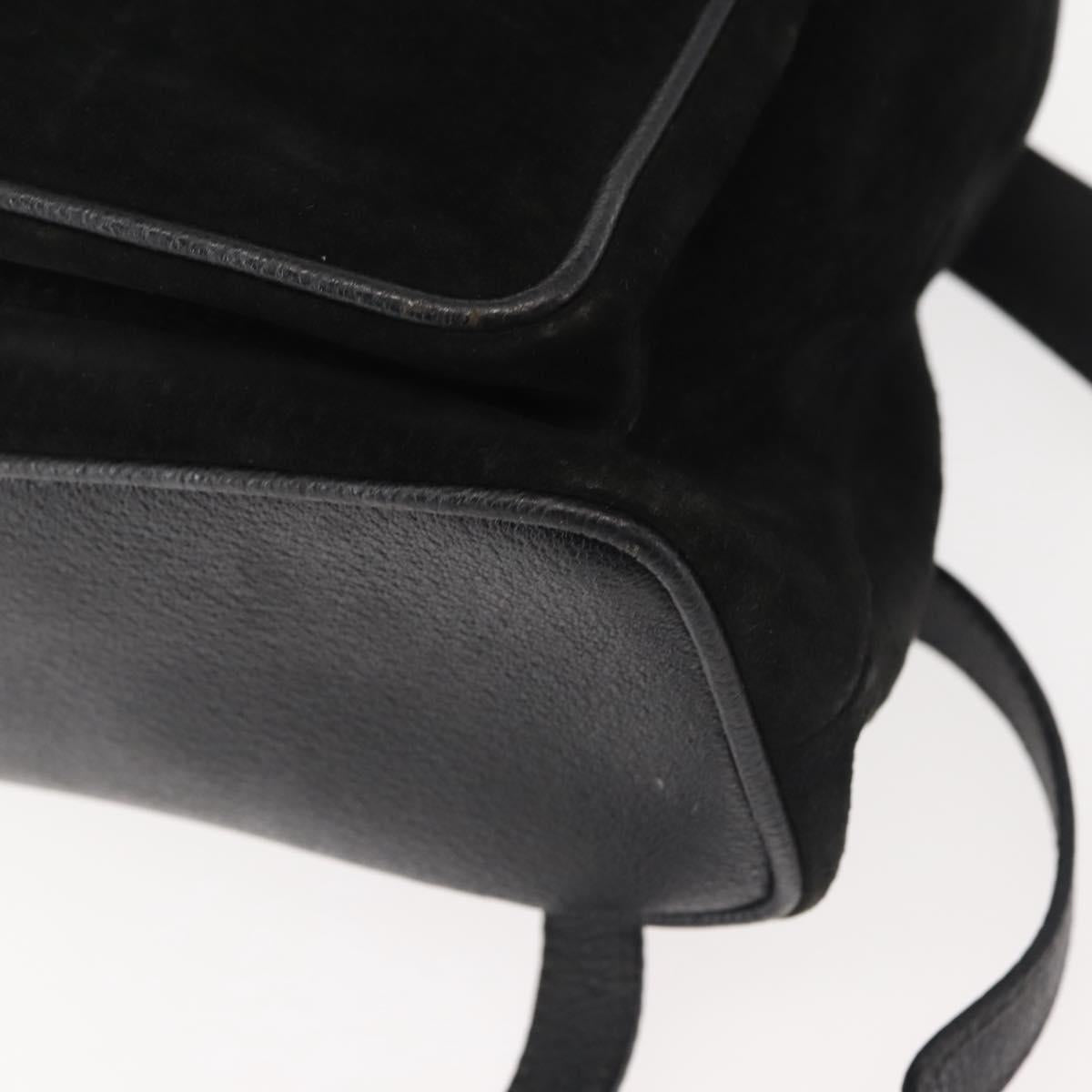 GUCCI Bamboo Backpack Suede Black Gold 003 2058 016 Auth BA5937