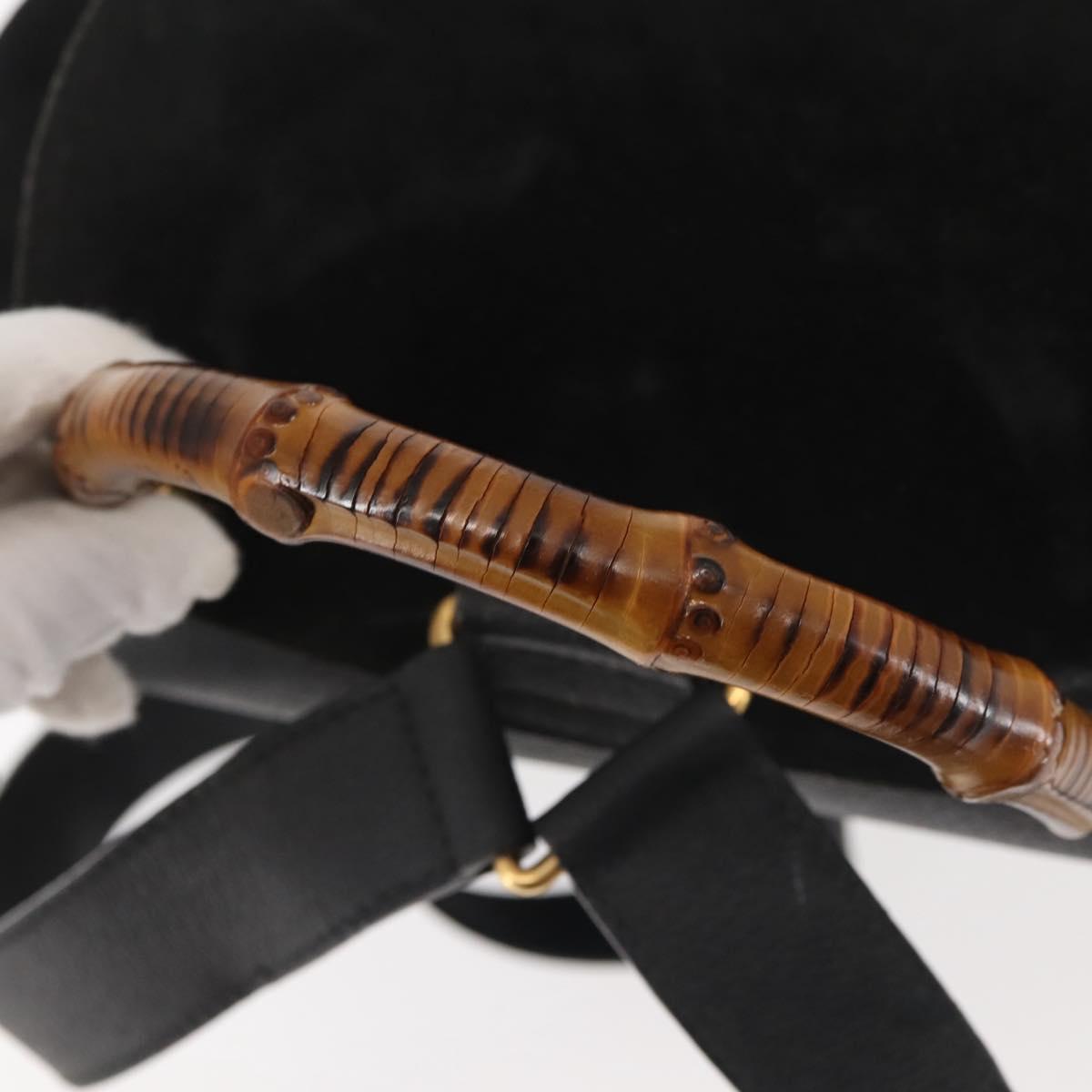 GUCCI Bamboo Backpack Suede Black Gold 003 2058 016 Auth BA5937