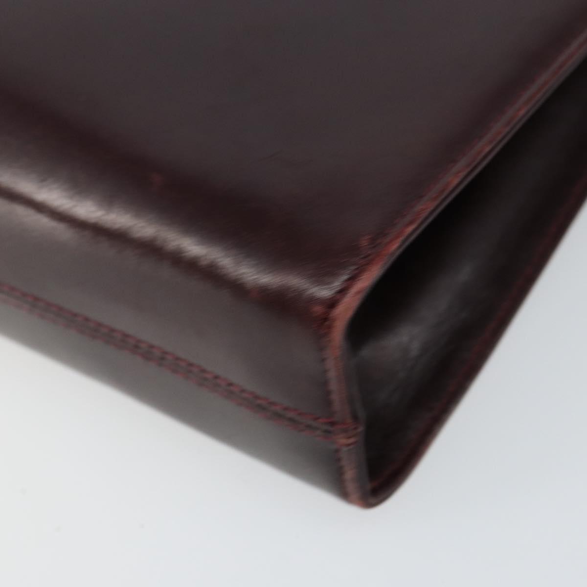 Salvatore Ferragamo Gancini Chain Shoulder Bag Leather Bordeaux Gold Auth BA5939