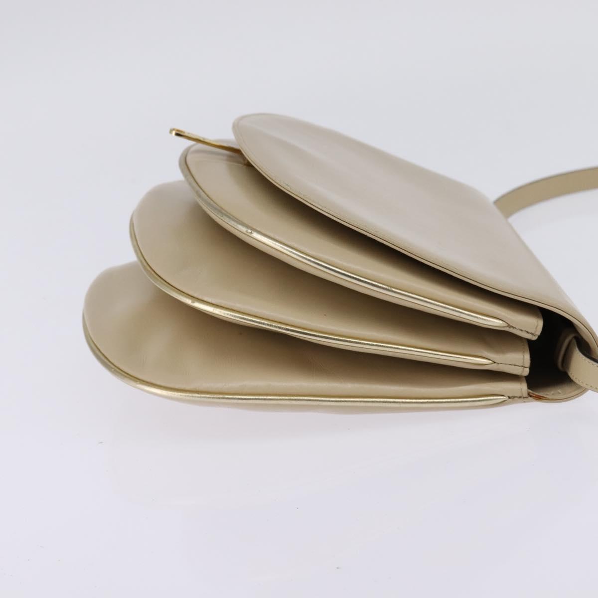 Salvatore Ferragamo Shoulder Bag Leather Beige Gold Auth BA5940