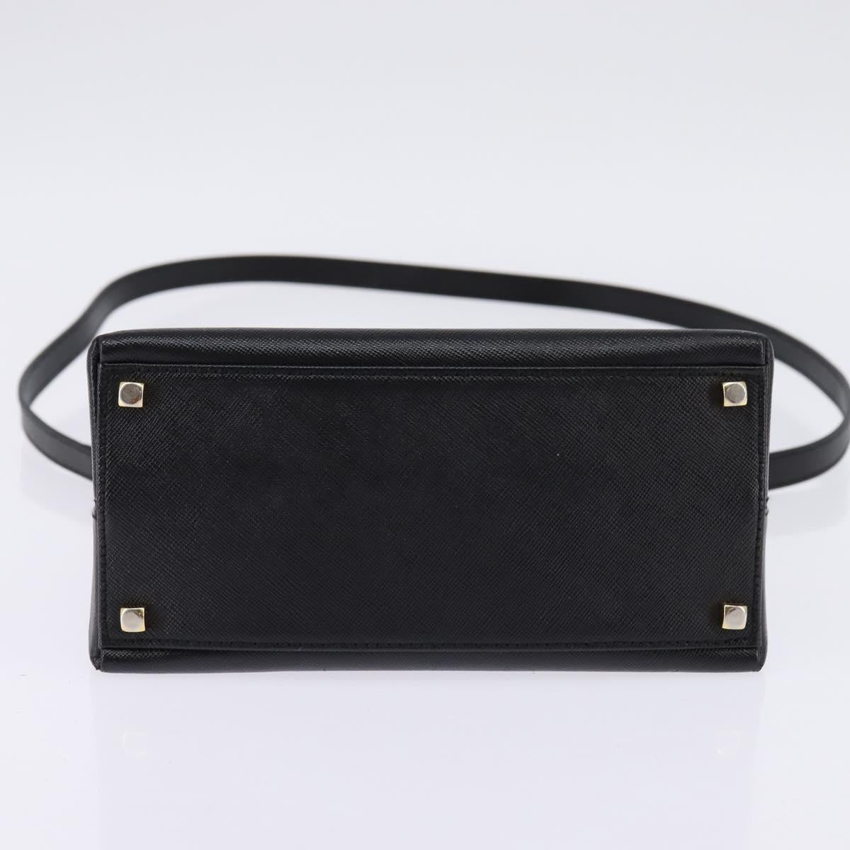 Salvatore Ferragamo Gancini Hand Bag Leather 2way Black Gold Auth BA5941