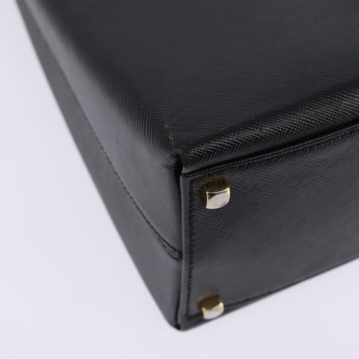 Salvatore Ferragamo Gancini Hand Bag Leather 2way Black Gold Auth BA5941