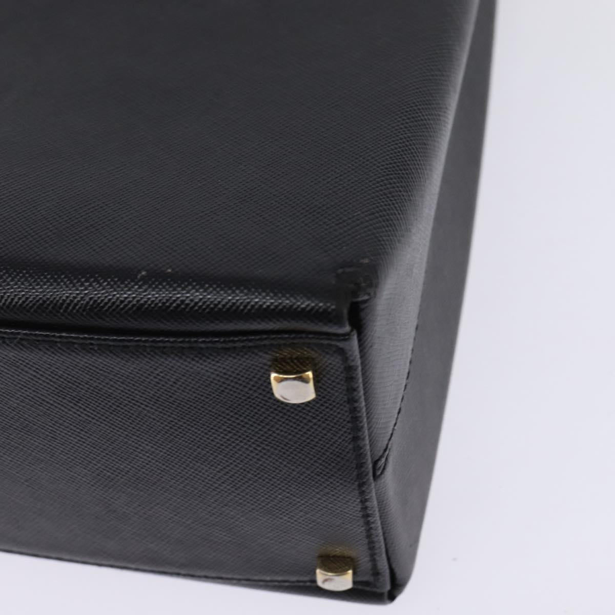 Salvatore Ferragamo Gancini Hand Bag Leather 2way Black Gold Auth BA5941