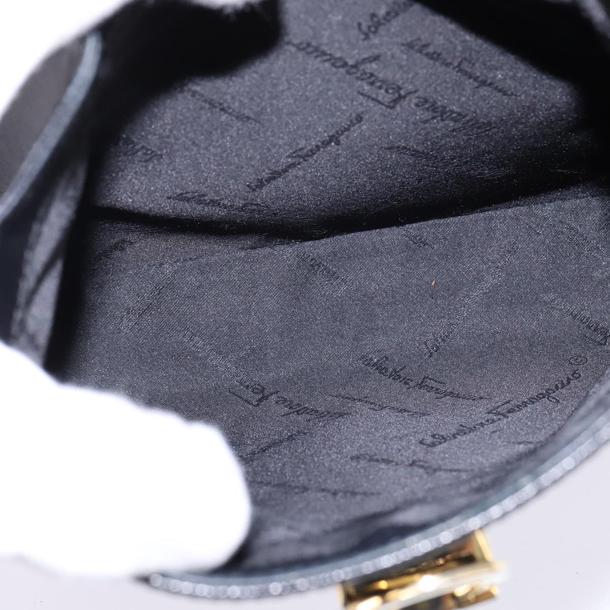 Salvatore Ferragamo Gancini Hand Bag Leather 2way Black Gold Auth BA5941