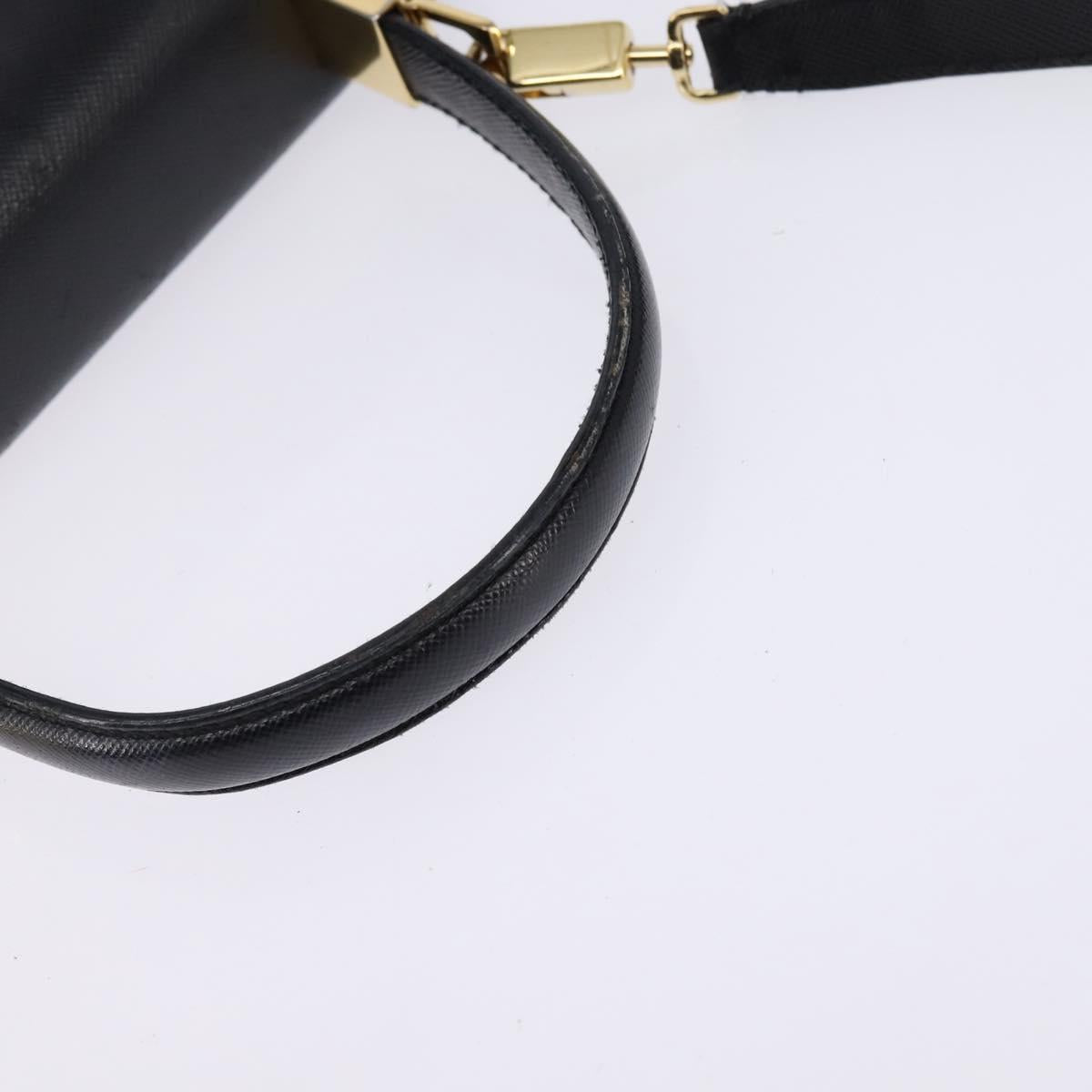 Salvatore Ferragamo Gancini Hand Bag Leather 2way Black Gold Auth BA5941
