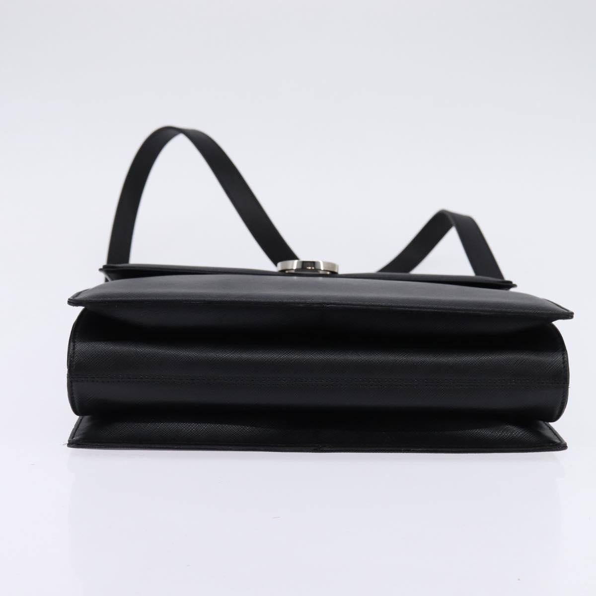 Salvatore Ferragamo Gancini Hand Bag Leather 2way Black Silver Auth BA5942