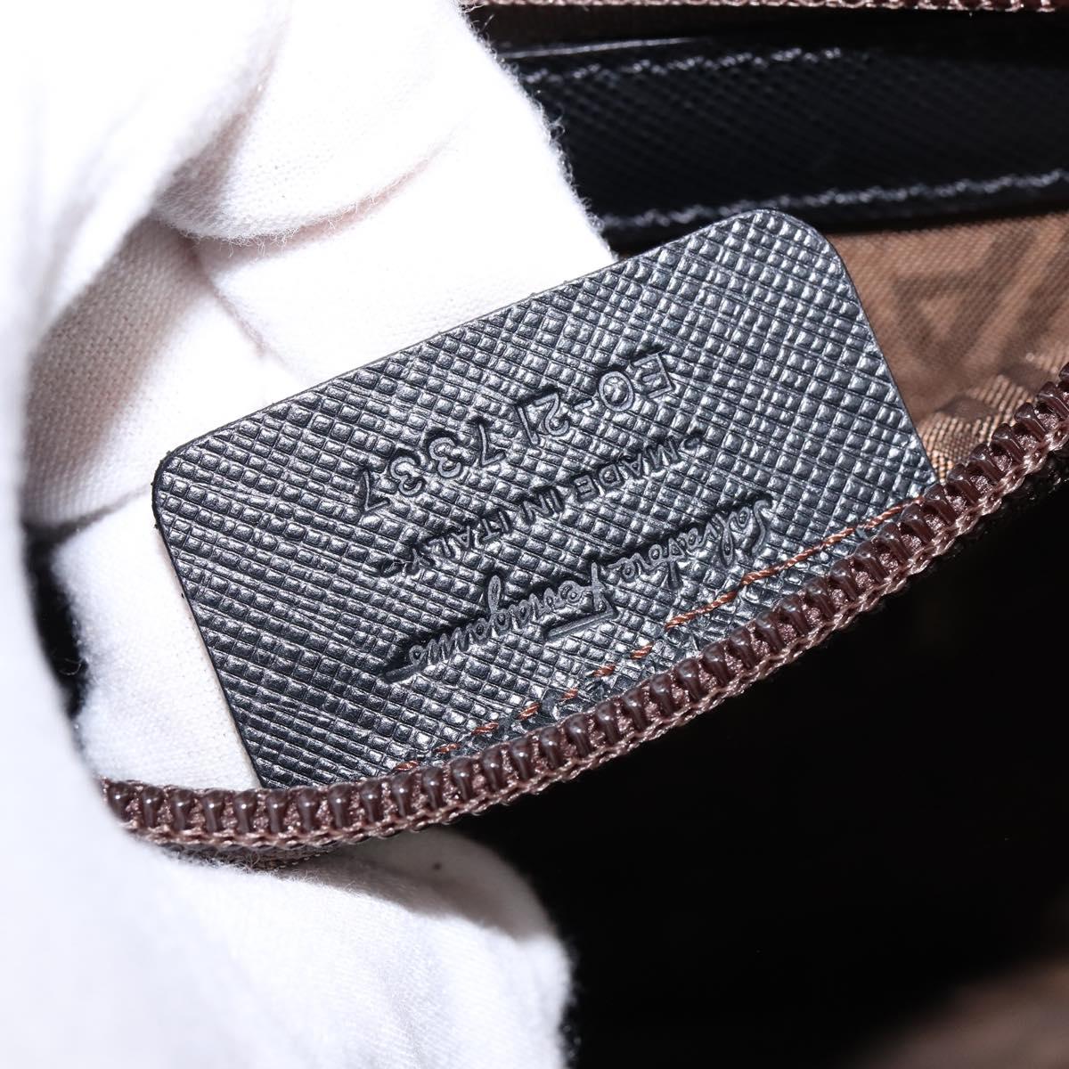 Salvatore Ferragamo Gancini Hand Bag Leather 2way Black Silver Auth BA5942