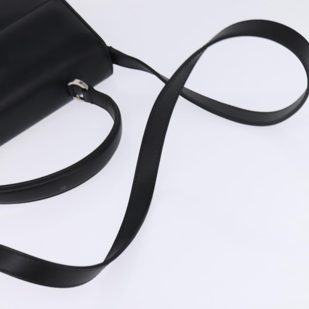 Salvatore Ferragamo Gancini Hand Bag Leather 2way Black Silver Auth BA5942