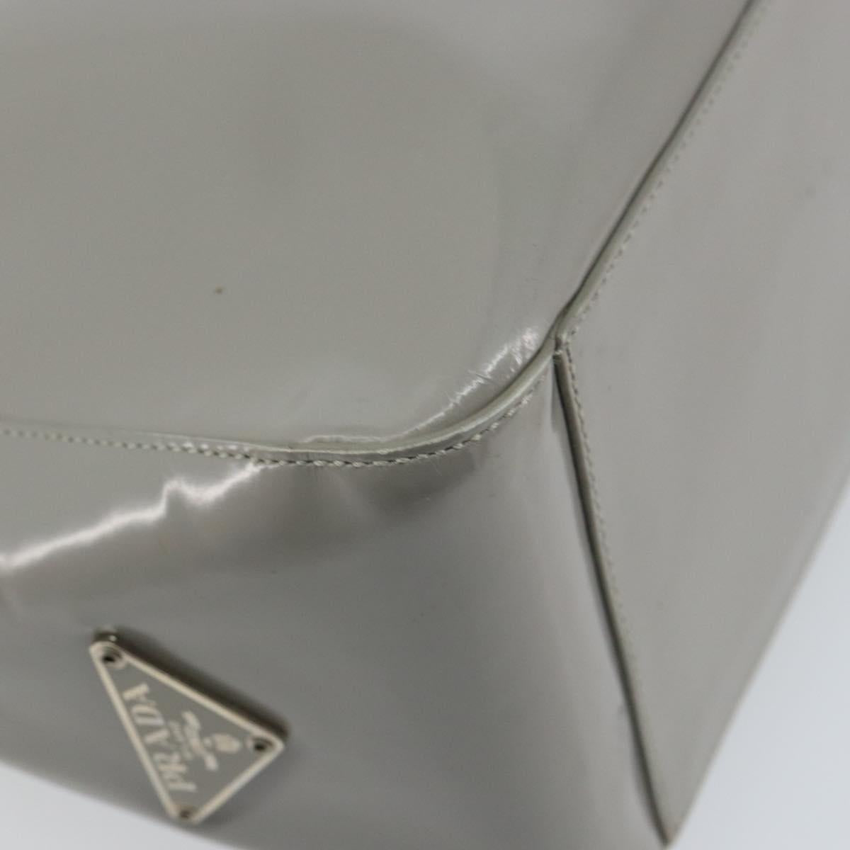 PRADA Hand Bag Enamel Gray Silver Auth BA5946