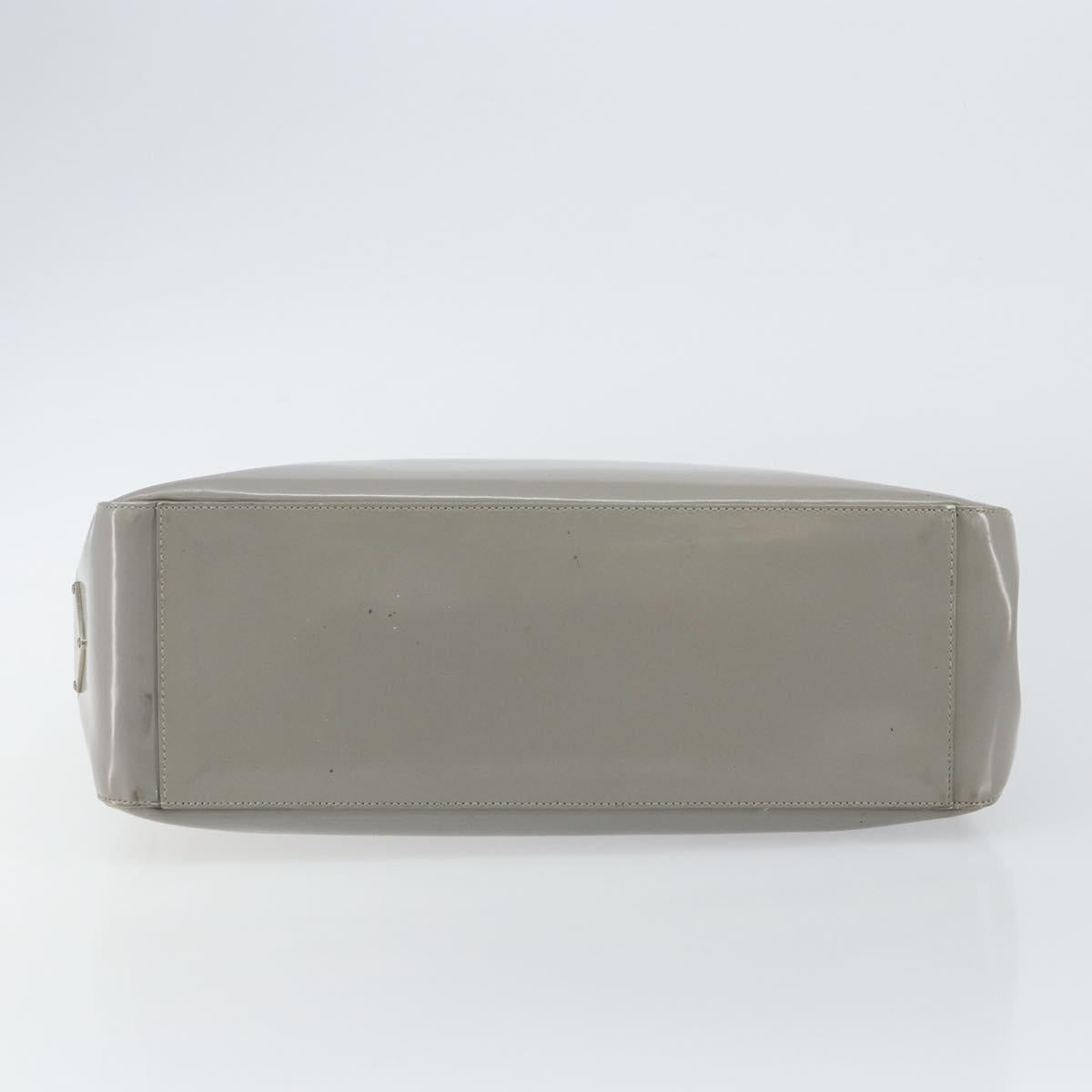 PRADA Hand Bag Enamel Gray Silver Auth BA5946