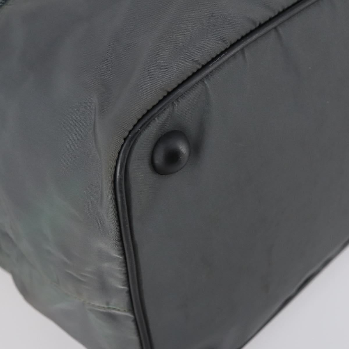 PRADA Sports Boston Bag Nylon Gray Silver Auth BA5947