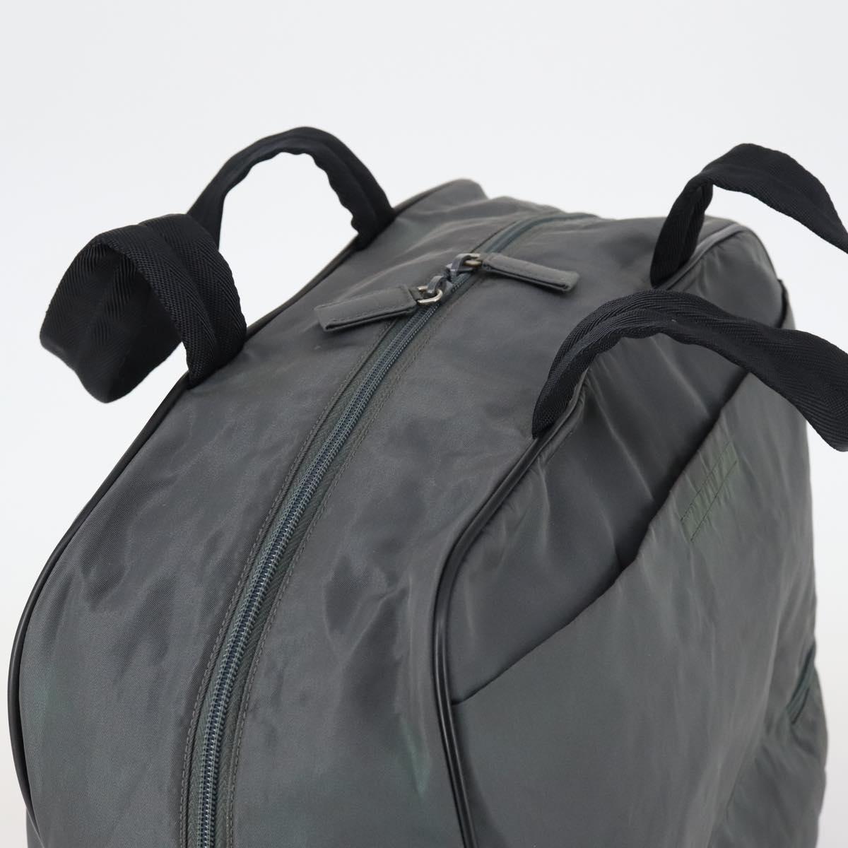 PRADA Sports Boston Bag Nylon Gray Silver Auth BA5947