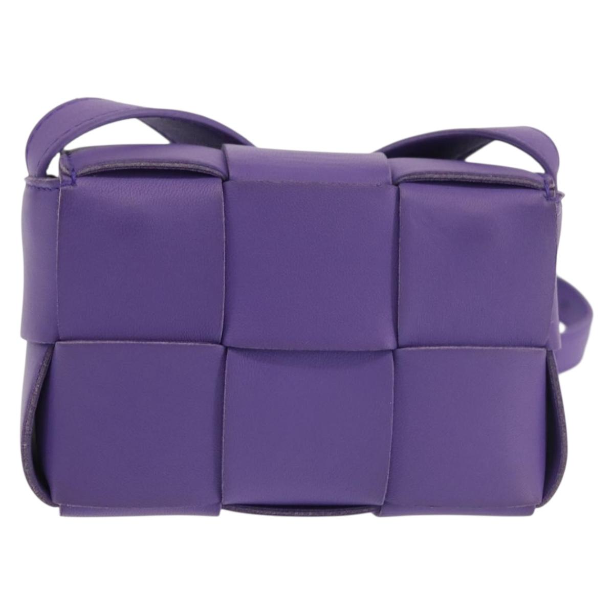 BOTTEGA VENETA MAXI INTRECCIATO Candy Cassette Bag Leather Purple Auth BA5953