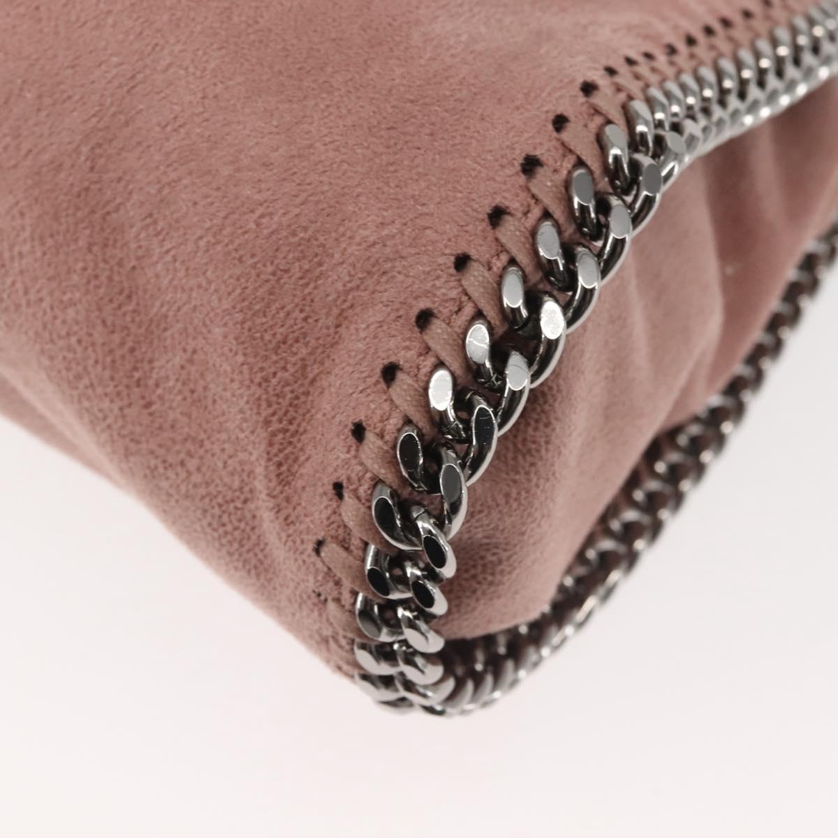 Stella MacCartney Chain Fabera Shoulder Bag Suede Pink Silver Auth BA5956